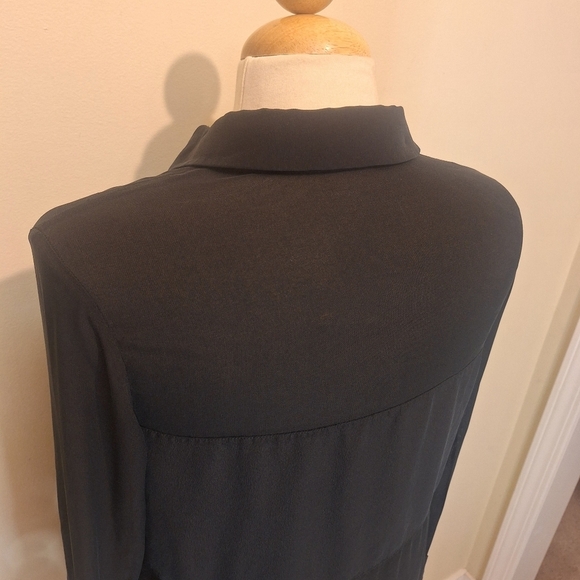 T by Alexander Wang Silk Combo Blouse Black SZ S - Picture 8 of 10
